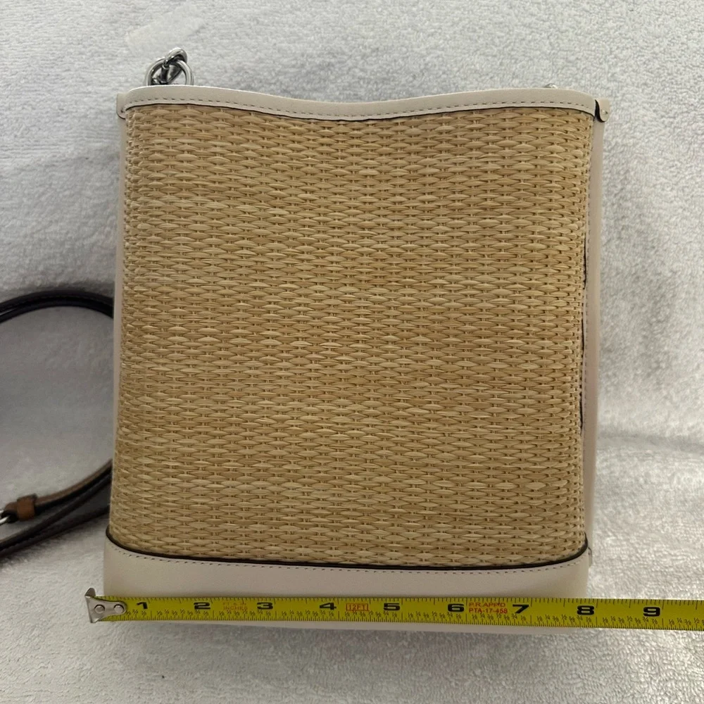 Coach Tan Woven Bag with Floral Embroidery - Picture 2 of 7